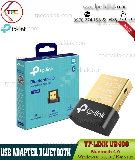 USB Adapter Bluetooth TP-Link UB400 4.0 Nano Size | USB Bluetooth Windows for Laptop, PC, Macbook