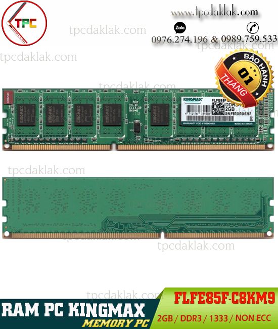 Ram PC ( Desktop ) | Ram Máy Vi Tính KINGMAX 2GB ( PC3 - 10600 ) DDR3 1333Mhz|FLFE85F-C8KM