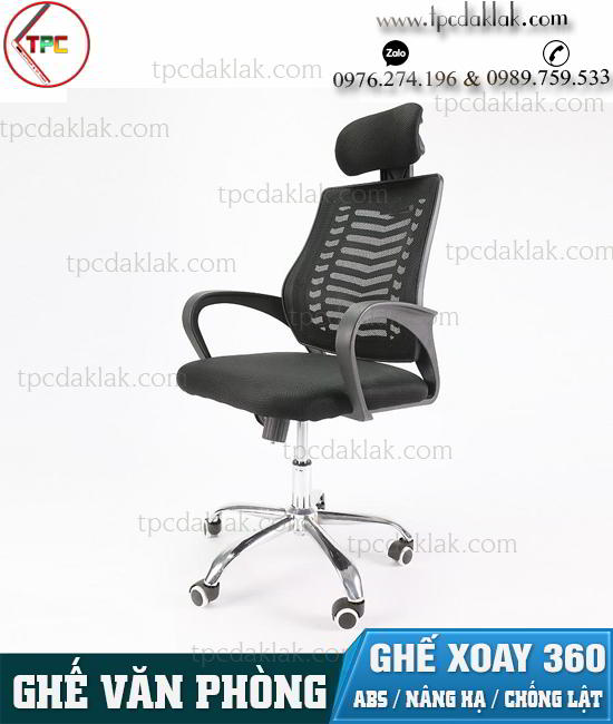 Ghế ngồi văn phòng Xoay 360 / Nhựa ABS / Nâng Hạ 35cm - 53cm / Thiết Kế Chống Lật 