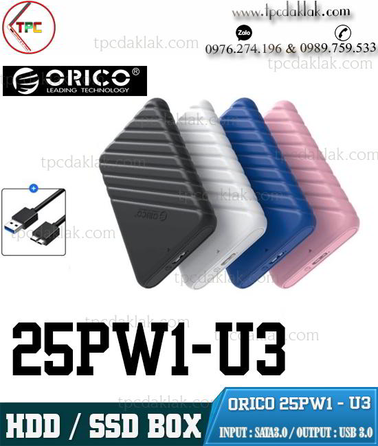 Box Ổ cứng - Hộp đựng ổ cứng - HDD / SSD ORICO 25PW1-U3 SATA3 5Gbps ( USB 3.0, USB Micro B )