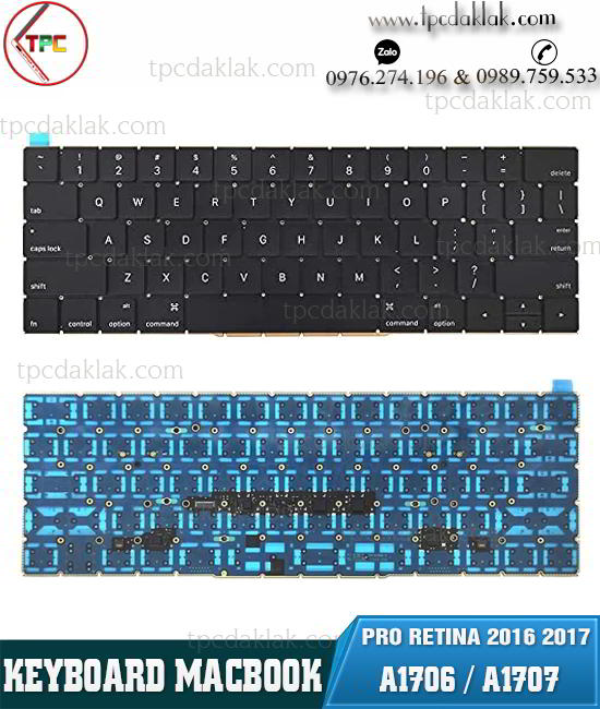 Bàn phím ( Keyboard ) MacBook Pro 15" Touch Bar 2017 A1707 (EMC 3162) MPTR2LL/A, MPTT2LL/A, MPTU2LL/A