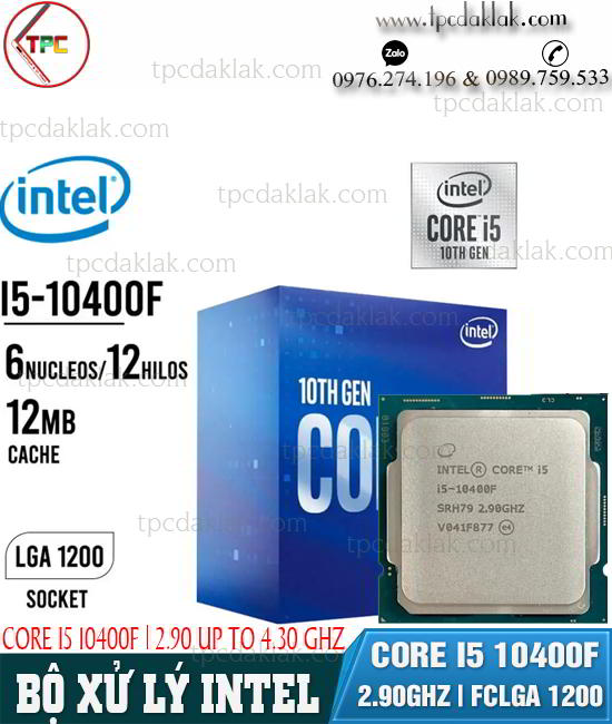 Bộ xử lý ( CPU ) Intel® Core® I5-10400F 12M Cache, 2.90GHz Turbo 4.30Ghz 6 Cores 12 Threads, Socket FCLGA1200