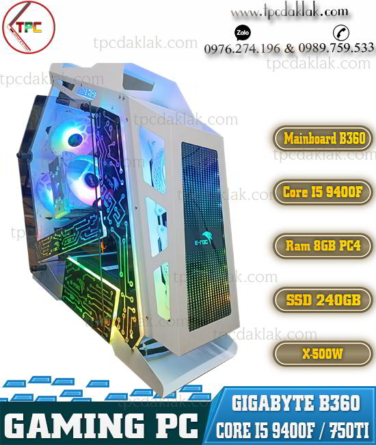 PC Gaming | VSP Esport Rog ES8 White | B360 - I5 9400F - Ram 8GB - SSD 240G - HDD 500G - GTX 750ti 2G - 500W