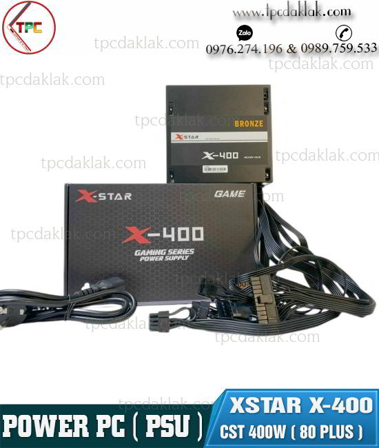 Nguồn máy vi tính bàn ( PSU ) Xstar X-400 Công Suất Thực 400W 85Plus| Xstar X400 400W - 8PIN CPU