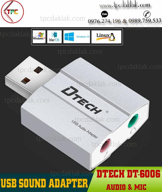 USB SOUND DTECH DT-6006 - USB Audio Adapter - chuyển đổi cổng USB sang Âm Thanh và Microphone 