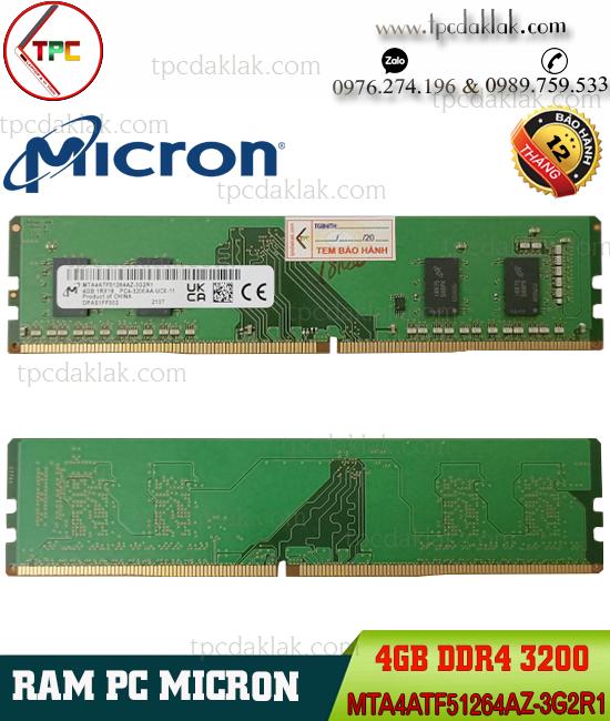 Ram PC ( Desktop ) | Ram Máy Tính Bàn 4GB DDR4 / PC4 - 3200 DIMM Micron MTA4ATF51264AZ-3G2R1