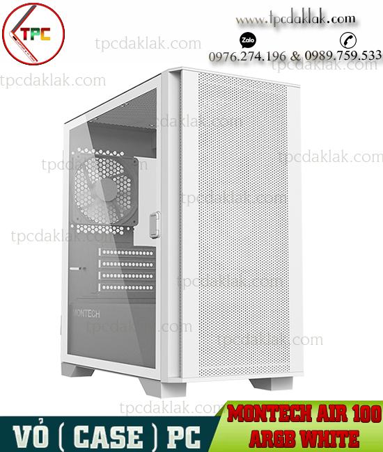 Case máy tính bàn PC Gaming Montech Air 100 Lite White Mặt Kính Mini-ITX, Micro-ATX