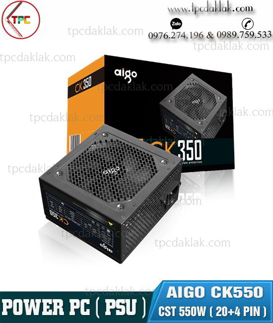 Nguồn máy vi tính bàn ( PSU ) Aigo CK550 Công Suất Thực 550W | Aigo CK550 550W - ATX 24-PIN (20+4)