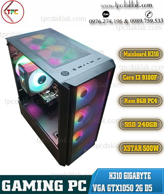PC Gaming | NYX 3F Black| Gigabyte H310 - I3 9100F - Ram 8GB - SSD 240G - HDD 500G VGA GTX 1050 2G