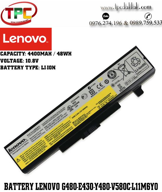  Pin laptop Lenovo G480 G480A G485 G580 G580A  G585G780 Z380 Y580 G490 Y485 Y585 G400 G500