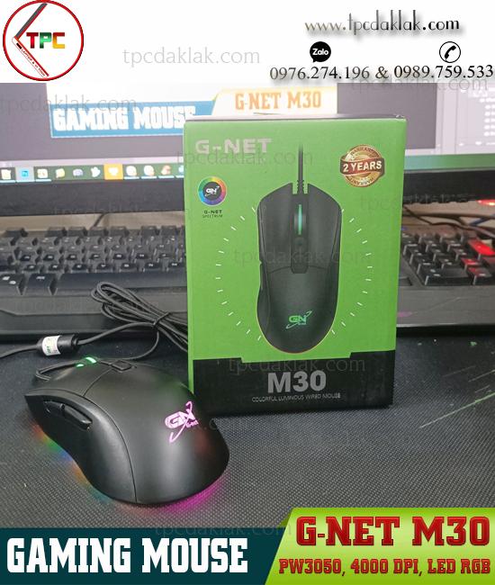 Chuột máy tính Gaming G-NET M30  [ PW3050 / LED RGB / 4000DPI ] | Chuột chuyên Game Gnet M30