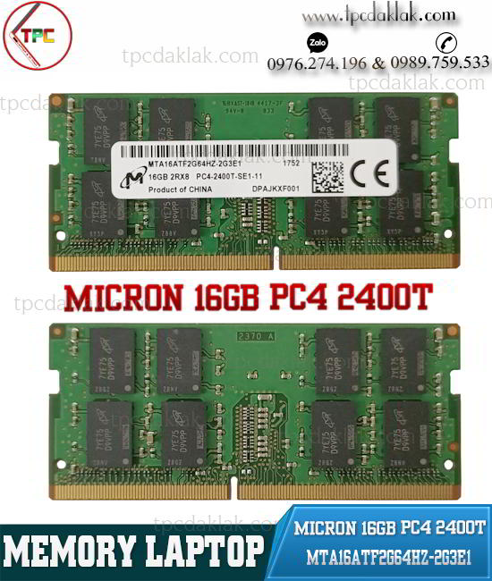 Ram Laptop Micron 16GB PC4-2400T MTA16ATF2G64HZ-2G3E1| MEMORY LAPTOP 16GB DDR4 BUS 2400T