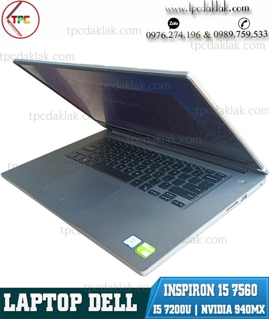 Laptop Dell Inspiron 15 7560 ( Sliver ) / Core I5 7200U/ Ram 8GB PC4 / SSD 256GB / VGA Nvidia 940MX / LCD 15.6" FHD