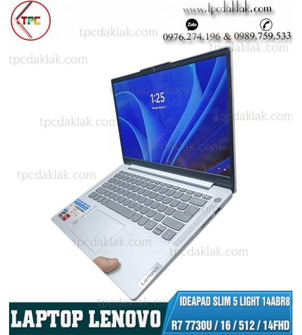 Laptop Lenovo Ideapad Slim 5 Light 14ABR8 R7 7730U/ RAM 16GB PC4 / SSD NVME 512GB/ LCD 14.0"FHD