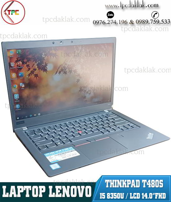 Laptop Lenovo Thinkpad T480s / Core I5 8350U / Ram 8GB PC4/ SSD 256GB / UHD Graphics 620 / LCD 14.0" FHD