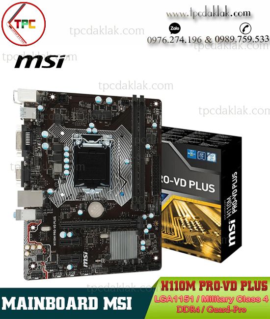 Mainboard MSI H110M PRO-VD Plus Socket 1151| Bo Mạch Chủ Máy Tính Bàn MSI H110M LGA1151