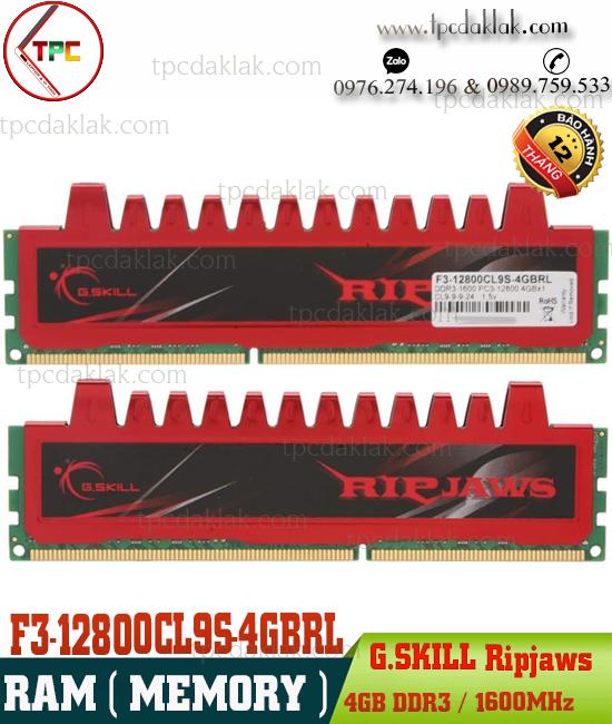 Ram PC ( Desktop ) | Ram Máy Tính Bàn G.SKILL Ripjaws 4GB PC3 1600Mhz| F3-12800CL9S-4GBRL ( NEW )