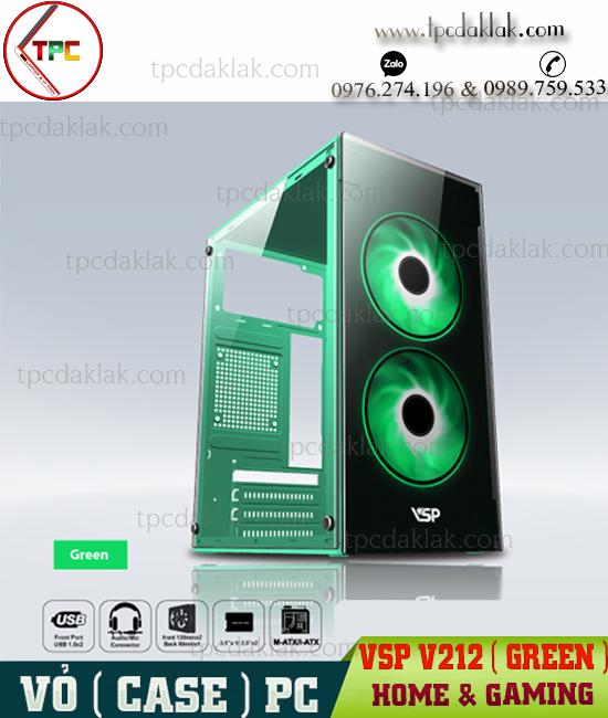 Case máy tính bàn PC Home & Gaming VSP V212 ( Green - Màu Xanh ) | Gaming Case VSP V212 Green