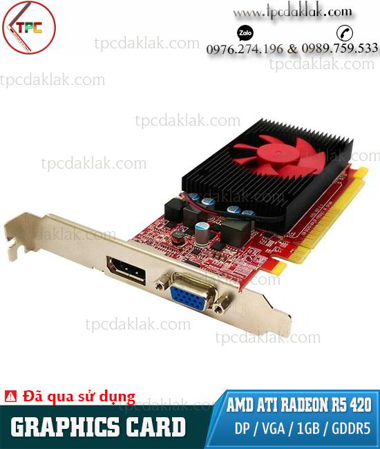 Card đồ họa máy tính VGA AMD ATI RADEON R5 420 1GB GDDR5  [ VGA D-sub/ Display Port ] - 2ND
