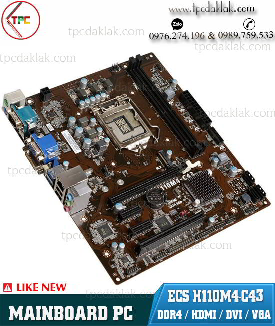 Mainboard ( Bo mạch chủ ) ECS H110M4-C43 Likenew ( Socket LGA 1151 / VGA D-sub / DVI / HDMI / Dual DDR4 )