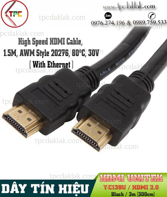 Dây cáp ( Cable ) HDMI Comlink 20276 E237490 1.5m , With Ethernet, 3D, 4K and Audio | Cáp HDMI 1.5M 