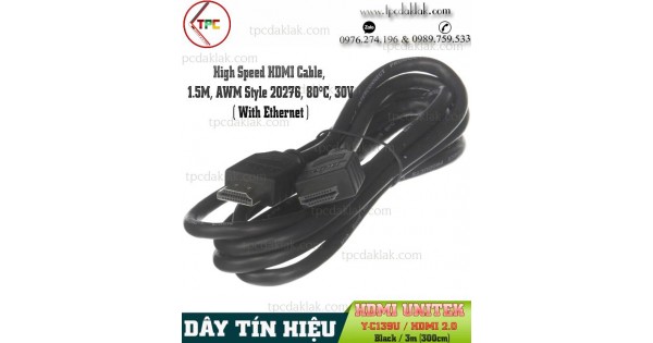 pause Hver uge leder Dây cáp ( Cable ) HDMI Comlink 20276 E237490 1.5m , With Ethernet, 3D, 4K  and Audio | Cáp HDMI 1.5M | Dây cáp màn hình máy tính tại Buôn Ma Thuột,  Daklak