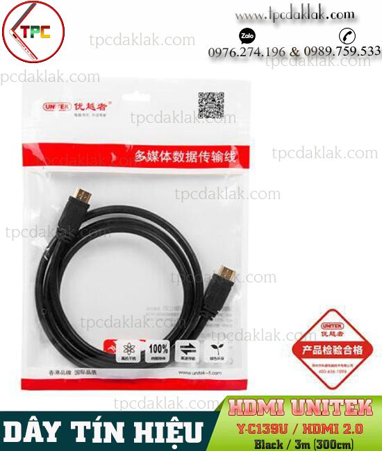 Dây cáp ( Cable ) HDMI Unitek Y-C139U 3M  3D, 4Kx2K 10.2Gbps, Full HD 1080P ( Cable HDMI 2.0 )