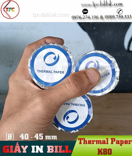 Giấy in hóa đơn nhiệt Thermal Paper K80 | Giấy in bill nhiệt khổ K80 Thermal Paper K80 (Ø)40
