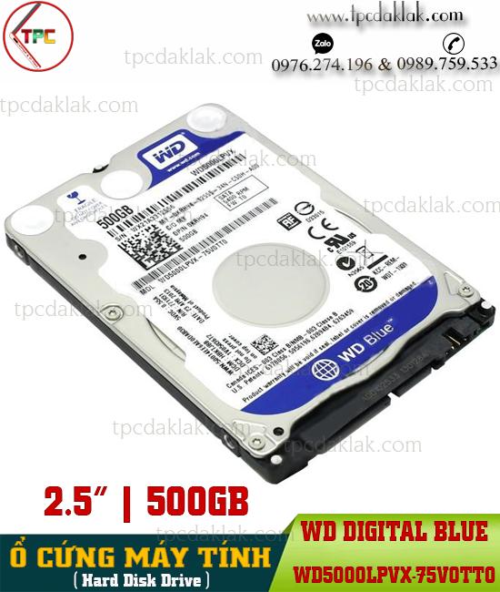 Ổ cứng máy tính 500GB WD Blue WD5000LPVX-75V0TT0 ( 2.5", 5400RPM, 8MB Cache, SATA 6Gbps )