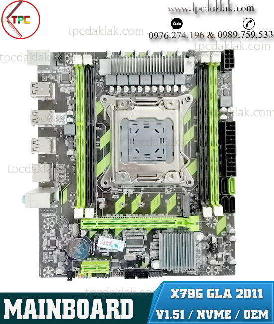 Mainboard ( Bo mạch chủ ) X79G V1.51 OEM NEW ( Socket LGA2011 / Singer Channel / DDR3 / NVME / )