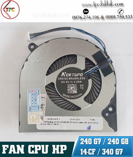 Quạt tản nhiệt [ Fan CPU ] Laptop HP Pavilion 14-cf000, 14-ck000, 14-cm000, 14-dk000, 14s-dk000, 14s-cf000, 14s-dp000, 240 G7, 240 G8, 245 G7, 245 G8, 246 G7, 246 G8, 340 G5, 340 G7, 348 G5, 348 G7