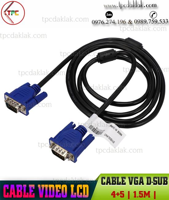 Dây cáp ( Cable ) Màn hình VGA D-Sub 4+5 - 720/1080i/1080p | Cable Video LCD VGA D-Sub 4+5 dài 1.5m