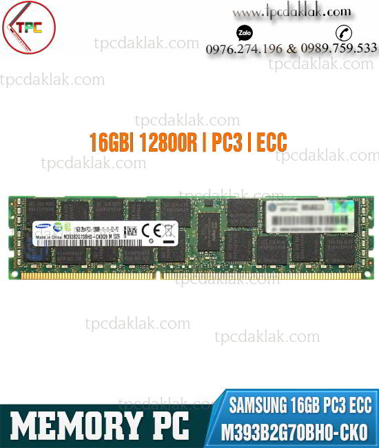 Ram PC ( Desktop ) | Ram Máy Tính Bàn Samsung 16GB PC3 12800R ECC M393B2G70BHQ-CK0