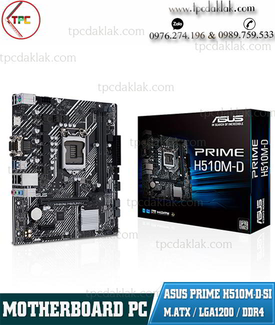 Mainboard ASUS PRIME H510M-D-SI ( VGA / HDMI / NVME, Socket LGA1200, m-ATX, 2 Slot Ram DDR4)