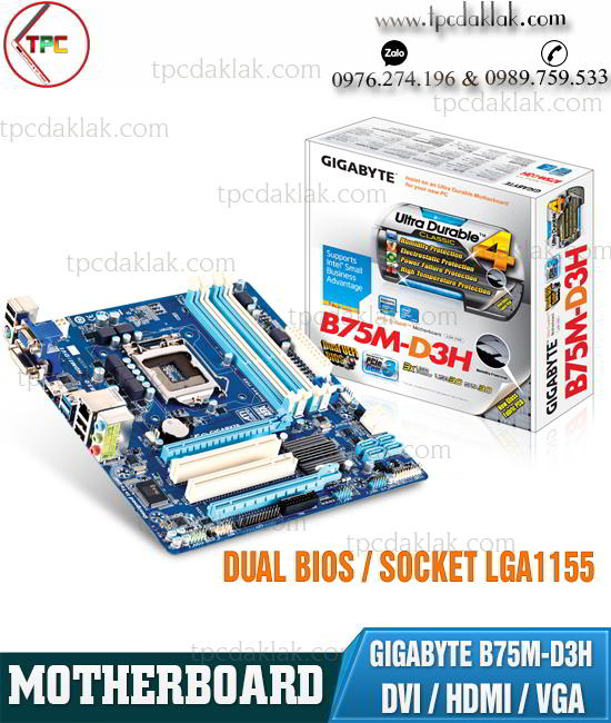 Mainboard ( Bo mạch chủ ) Gigabyte B75 D3H ( Socket LGA1155 / DVI / VGA / HDMI / DDR3 / )