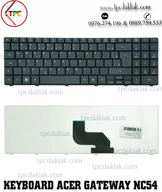 Bàn phím Laptop Acer Gateway EC54, EC5409U, EC5412U, EC58, ID54, ID56, NC54, NV52, NV53, NV56, NV58