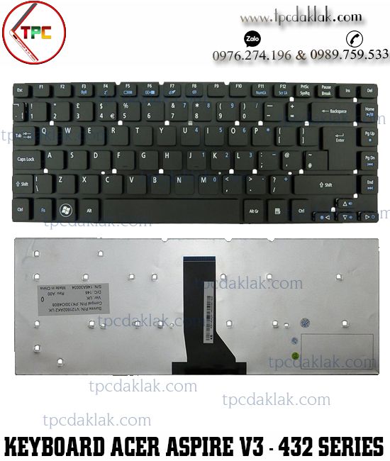 Bàn phím Laptop Acer Aspire 3830, 4755, 4830, ES1-511, E1-470, E1-432, V3-431, V3-472, V3-471, E1-430P