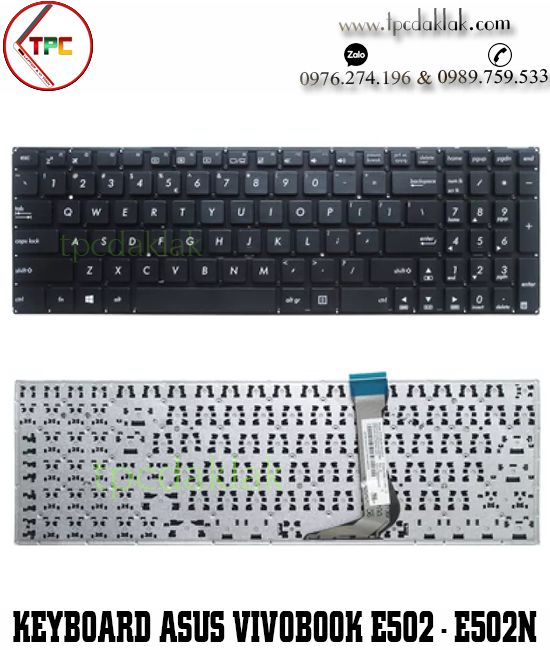 Bàn phím laptop Asus Vivobook E502, E502M, E502MA, E502N, E502SA  ( Màu Đen )
