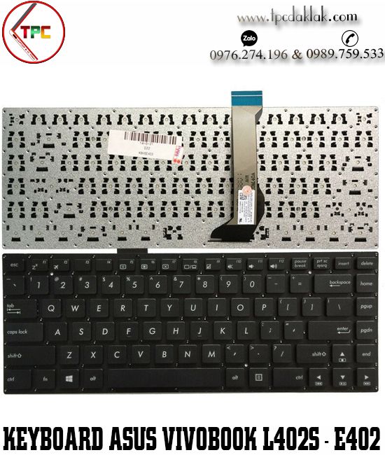 Bàn phím laptop Asus Vivobook L402S, L402SA, R417S, R417SA, E402N, E402, E402M ( Màu Đen )