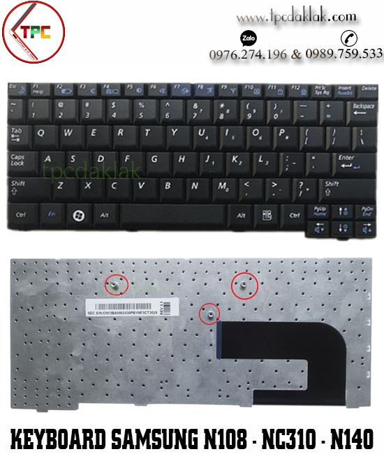 Bàn phím Laptop Samsung Netbook N108, N110, N128, N140, NC10, NC310, ND10, NP10 ( Màu Đen )