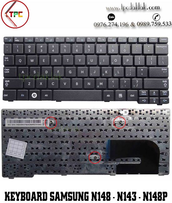 Bàn phím Laptop Samsung N130, N143, N145, N148, N150, N151, N158, NB20, NB30, NB30P, N148P