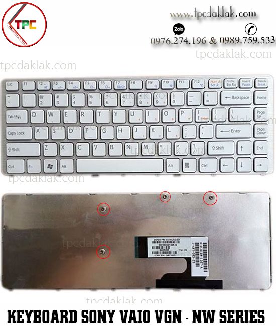 Bàn phím Laptop Sony Vaio VGN-NW Series | 012-110A-1367-A, 53010DG01-035-G ( MÀU TRẮNG )
