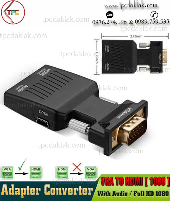 Cổng chuyển đổi cổng VGA to HDMI With Audio | Adapter Converter VGA to HDMI Port Full HD 1080