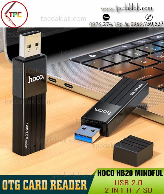 Đầu đọc thẻ nhớ Hoco. HB20 2.0 Reader 2 in 1 TF/SD | Hoco. HB20 Mindful - hỗ trợ khe microSD/SD