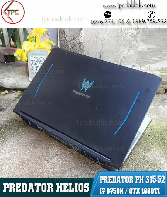 Laptop Gaming Acer Predator Helios PH-315-52 / Core I7 9750H / Ram 16GB/ SSD NVME 512GB / VGA Nvidia GTX 1660ti 6GB / LCD 144hz 15.6" FHD