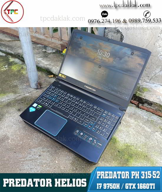 Laptop Gaming Acer Predator Helios PH-315-52 / Core I7 9750H / Ram 16GB/ SSD NVME 512GB / VGA Nvidia GTX 1660ti 6GB / LCD 144hz 15.6" FHD