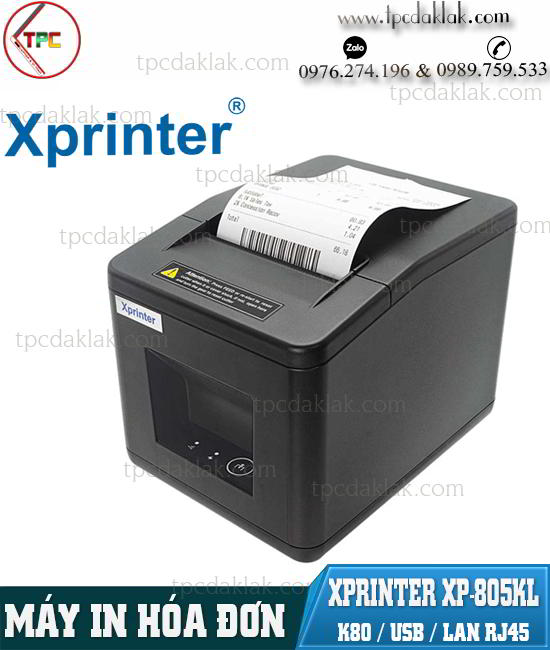 Máy in nhiệt - In hóa đơn ( Bill ) Xprinter XP-Q805KL Khổ Giấy K80 USB / LAN RJ45 Chính Hãng | Máy in hóa đơn Dak Lak