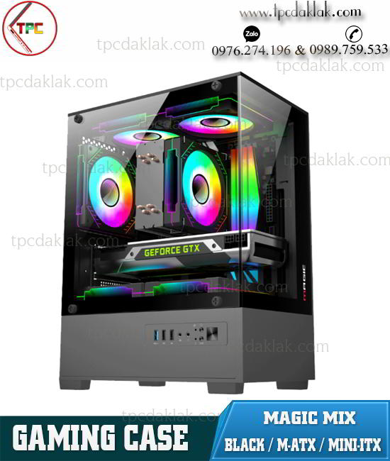 Case ( Vỏ máy tính ) Magic MIX Màu Đen - Mặt Kính - Chưa Fan ( Black / Gaming / Design / Office ) M-ATX/ITX /ATX 