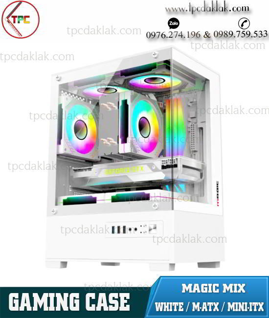 Case ( Vỏ máy tính ) Magic MIX Màu Trắng - Mặt Kính - Chưa Fan (  White / Gaming / Design / Office ) M-ATX/ITX /ATX 