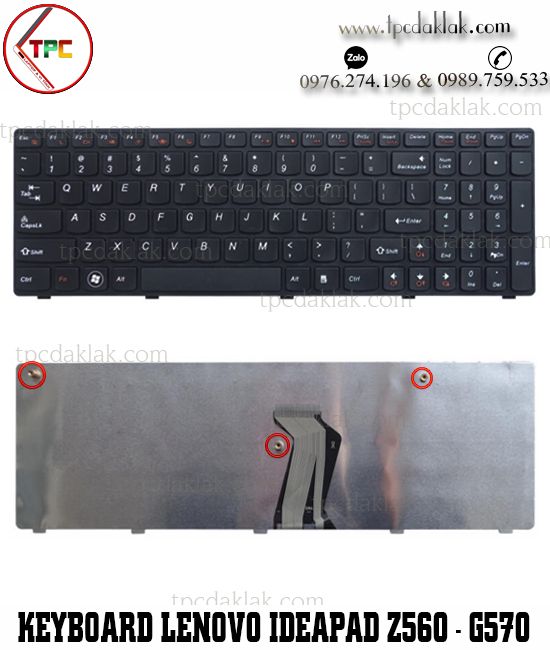 Bàn phím Laptop Lenovo Ideapad G570, G575, V570, Z560, Z560A, Z565, Z565A, Z570, Z580, Z585